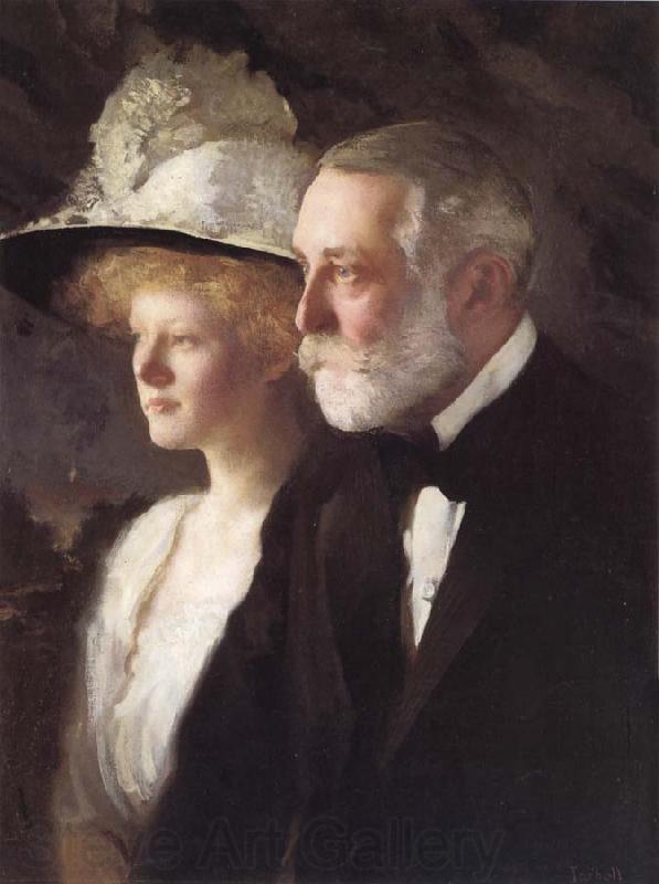 Edmund Charles Tarbell Henry Clay Frick and Daughter Helen Norge oil painting art